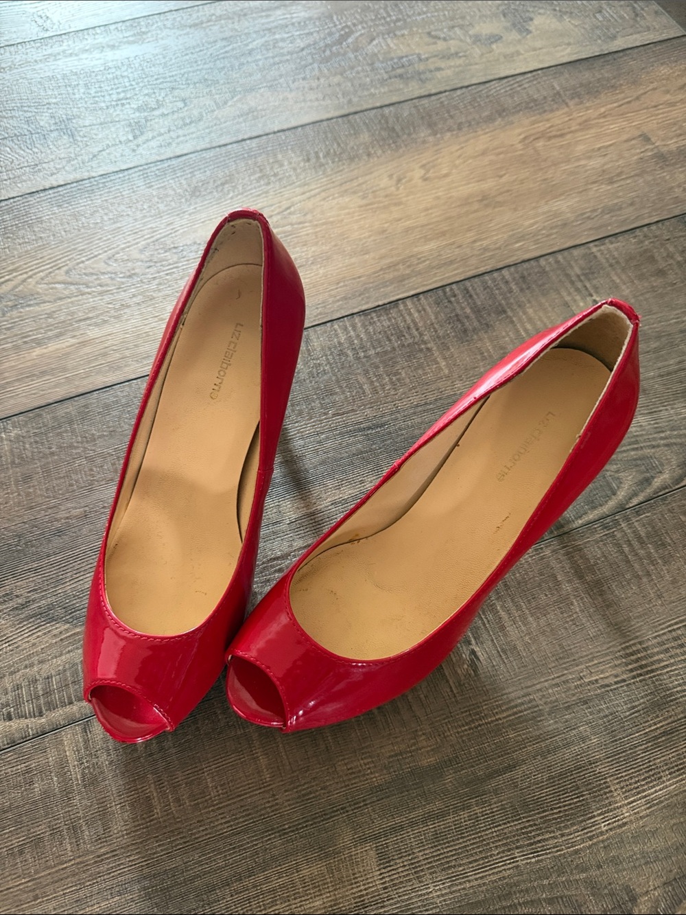 Red Peep-Toe Women's Pumps